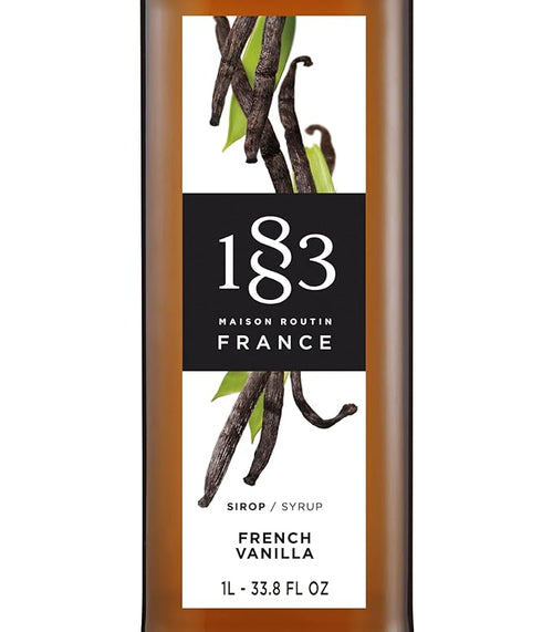 1883 Coffee Syrup, French Vanilla Syrup for Drinks, Made in France, 1 Liter Plastic Bottle