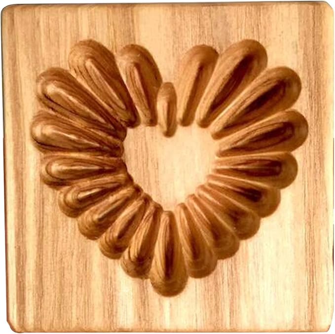 Wooden Cookie Biscuit Mold, 3D Baking Mold, Embossing Craft Decorating Baking Tool, Suitable for Halloween Thanksgiving Christmas Kitchen DIY (Love B 10 * 10 * 2)
