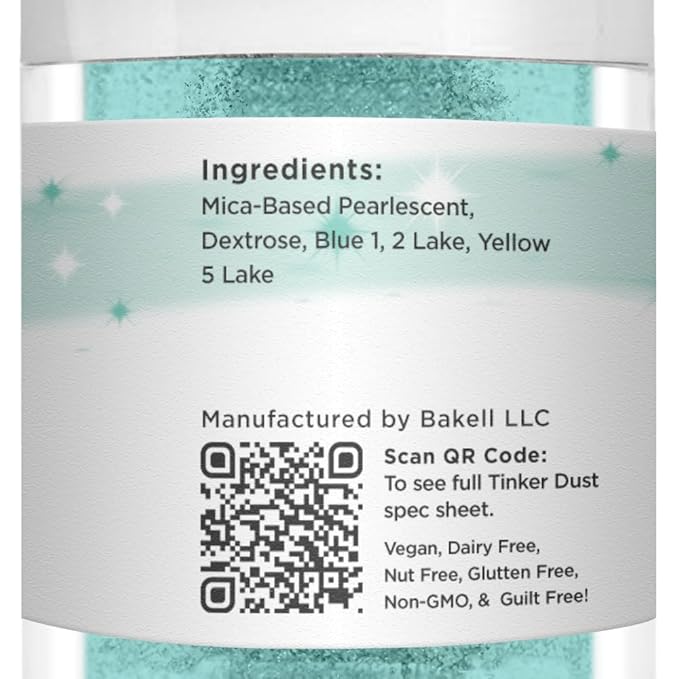 BAKELL Turquoise Edible Glitter, 25 Grams | TINKER DUST Edible Glitter | KOSHER Certified | 100% Edible Glitter | Cakes, Cupcakes, Cake Pops, Drinks, Dessert Vegan Glitter & Dusts (25g, Turquoise)