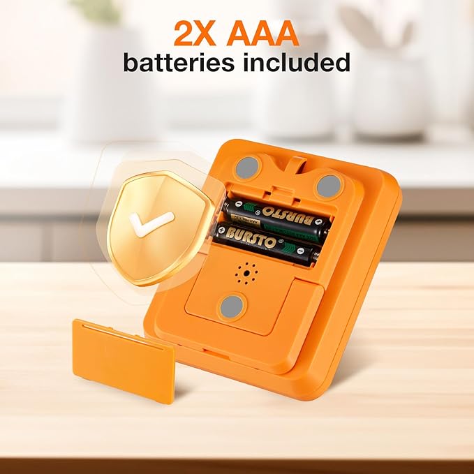 Digital Dual Kitchen Timer, 3 Channels Countdown Triple Timer for Cooking, Magnetic Memory-Preset Large-Display Adjustable Alarm Volume, Multi Times Management, 3A Battery Included, Blue