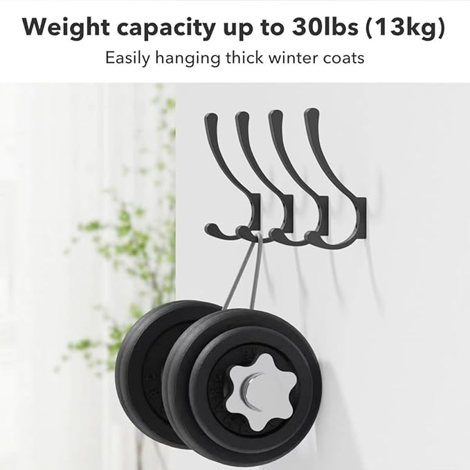 4 Pack Hanging Coat Hooks Wall Mount, Coat Hanger Wall Hangers, Metal Hooks for Hanging Heavy Duty, Screw in Hooks for Hanging Towels, Clothes, Backpack, Hat, Bag, Jacket, Key, Robe, Backpack Gold
