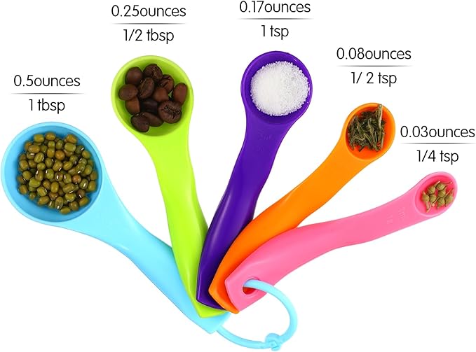 20 Pieces Plastic Colorful Measuring Cup Spoons for Kitchen Cooking Baking Dry and Liquid Ingredients