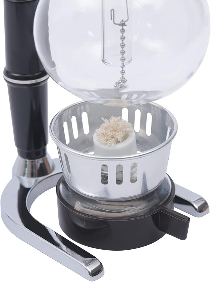 Glass Siphon Coffee Maker, 360ml Tabletop Glass Siphon Pot Glass Syphon Coffee Maker 3 Cups for Coffee Shop|Bar|Home Use, Black