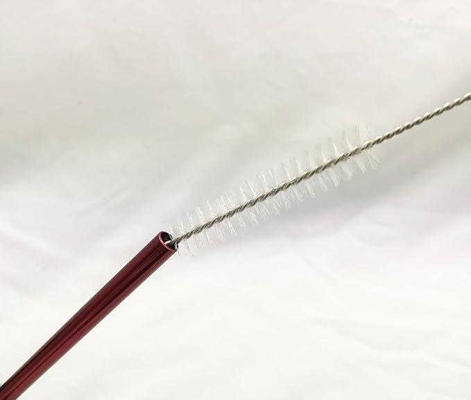 10 Pcs Stainless Steel Straws, Reusable Drinking Straws, 5 Straight + 5 Bent Metal Straws Set With 2 Pcs Cleaning Brushes (Red, 10.5 Inch)