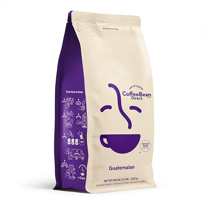 Coffee Bean Direct Guatemalan, Whole Bean Coffee, Light Roast, 2.5 Pound Bag (Pack of 1)