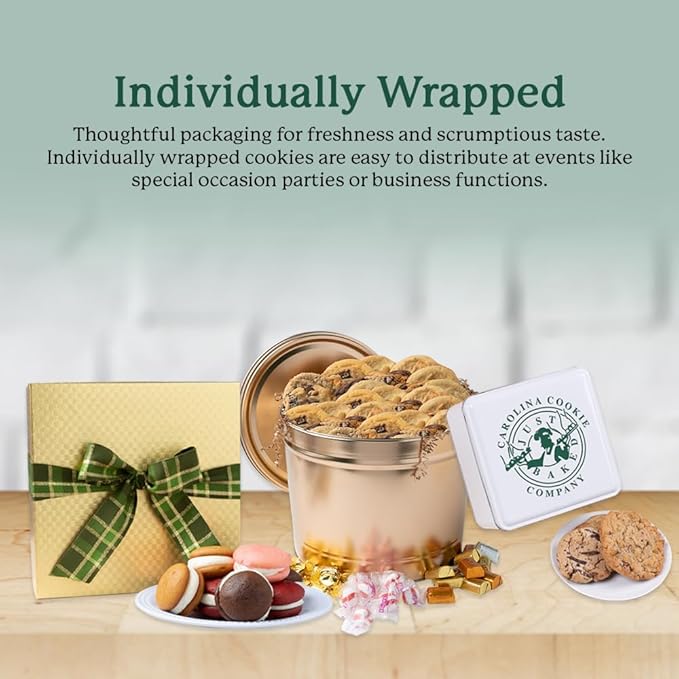 Carolina Cookie Company Fresh Baked Gourmet Cookie Gift Tin, Gifts, Handmade to Order, No Preservatives, Never Frozen, Shipped & Delivered, Assorted for Christmas, Birthdays, Corporate, Fresh Delivery: 12 Count