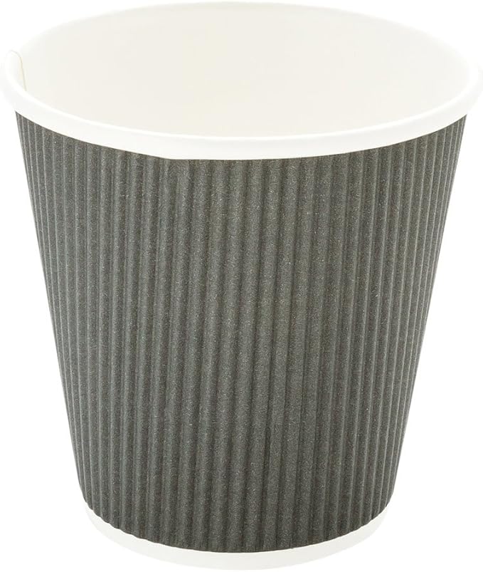 Restaurantware 8 Ounce Double Wall Disposable Coffee Cups, 500 Insulated Gray Paper Tumblers, with Ripple Wall Design, Lids Sold Separately for Hot Drinks like Tea, Hot Chocolate, and More