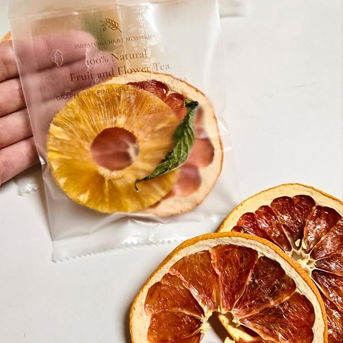 Gourmet Fruit & Floral Tea Set of 10 | Handcrafted, Additive-Free, Assorted Tea Gift Set | Sampler 5 Flavors of Naturally Dried Orange, Grapefruit, Lemon, Apple, Rose Jasmine | 10 Tea Bags | Premium Tea Gift Set