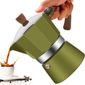 6 Cup Aluminum Moka Pot Classic Stovetop Espresso Coffee Maker 300ml 10oz Coffeemaker Percolator Mocha Pot Greca Coffee Maker Cafe Makers for Italian and Cuban Café Brewing Green