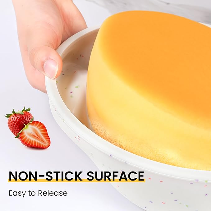 Vinino 6 Inch Silicone Round Cake Pan with Metal Reinforced Frame Set of 3, Nonstick Silicone Springform Pan for Baking Suitable for Making Layers, Cheese & Chocolate Cakes