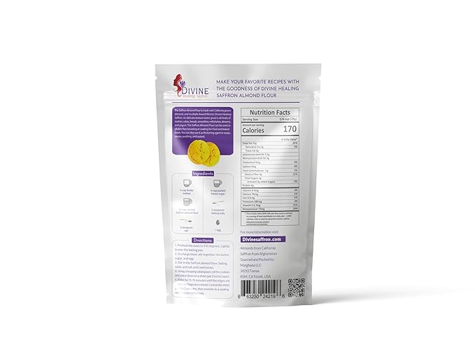 Divine Saffron – Premium Saffron Almond Flour | Gluten-Free, Award-Winning Blend | Made with 100% California Almonds & Pure Saffron | Perfect for Baking, Desserts & Gluten-Free Recipes | 16 oz (454 g)