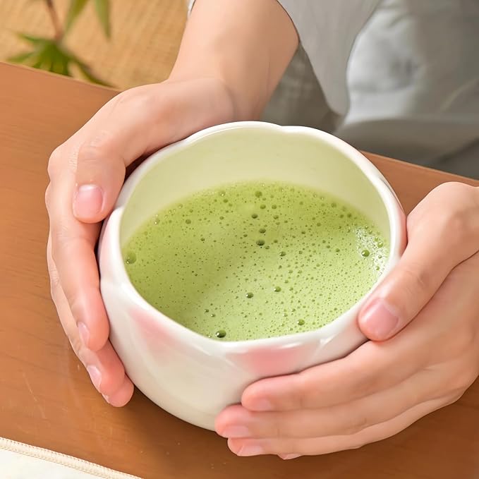 8 pieces Handmade Gift box set of ceramic matcha bowl, Japanese retro high appearance level tulip matcha bowl