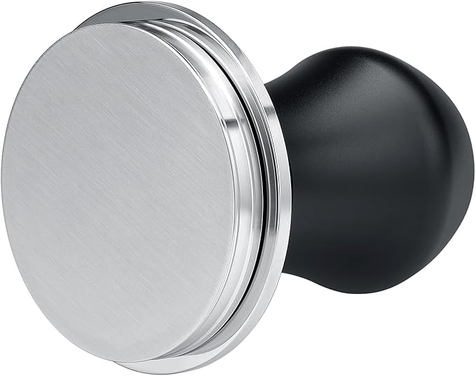 Normcore 58mm Coffee Tamper V4.1 Mini, Spring-Loaded with Click Feedback, Compatible with 58mm Espresso Machines Portafilter, Anodized Aluminum Handle and Silcone Stand, Black