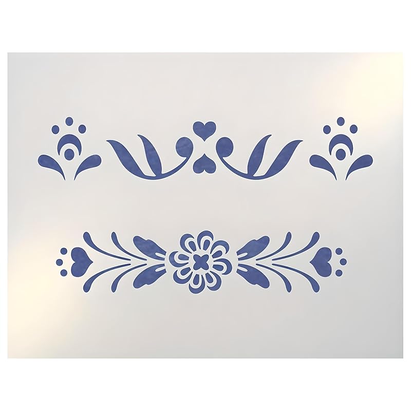 Rosemaling Pattern 3 & 4 Mini Stencils - Reusable Mylar Templates for DIY Crafts, Wood Signs, Walls & Fabric - Nordic Folk Art Painting & Scandinavian Designs - The Artful Stencil