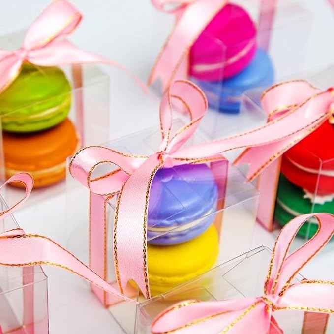 100 Pack 2x2x2 Inch Plasric Clear Macaron Boxes, Treat Boxes, Chocolate Truffle Boxes, Bakery Boxes For Dessert Candy Cookies Mini Cupcake Packaging Christmas Wedding Favors, Baby Shower