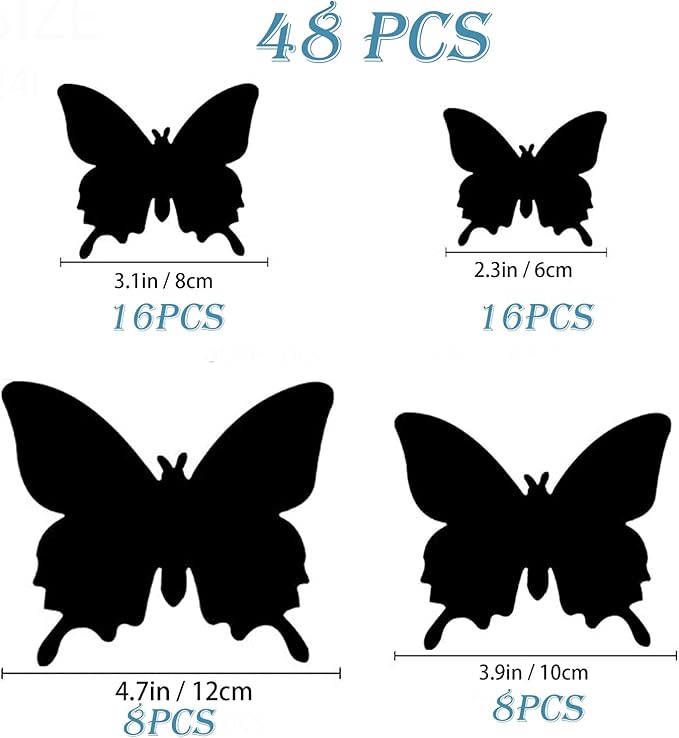 Butterfly Wall Decor 24/48 PCS, 3D Butterflies Stickers for Party Decorations with Magnets (Circl, 48)
