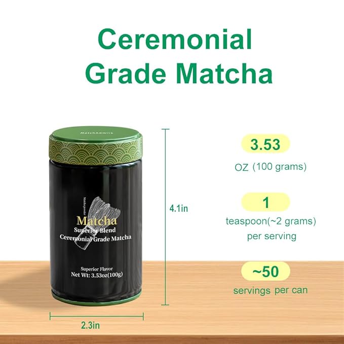 MatchAdmire Matcha Superior Ceremonial Blend – First Harvest Ceremonial Grade Matcha Green Tea Powder (3.53 Ounce (Pack of 1))