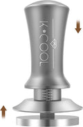 K COOL Espresso Tamper, Coffee Tamper, Premium Barista Tools Tamper with Calibrated Spring 30lb, 100% Stainless Steel Flat Base Tamper with Scale Mark for Espresso Coffee Machine (53mm, Silver)