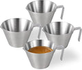 MHW-3BOMBER Espresso Shot Cups with Handle Espresso Measuring Cup Dishwasher Safe 4Pcs Stainless Steel Pouring Cup for Tomato Sauce|Steak Sauce|Dessert|Beverage (Matte Glossy) G7000-OS