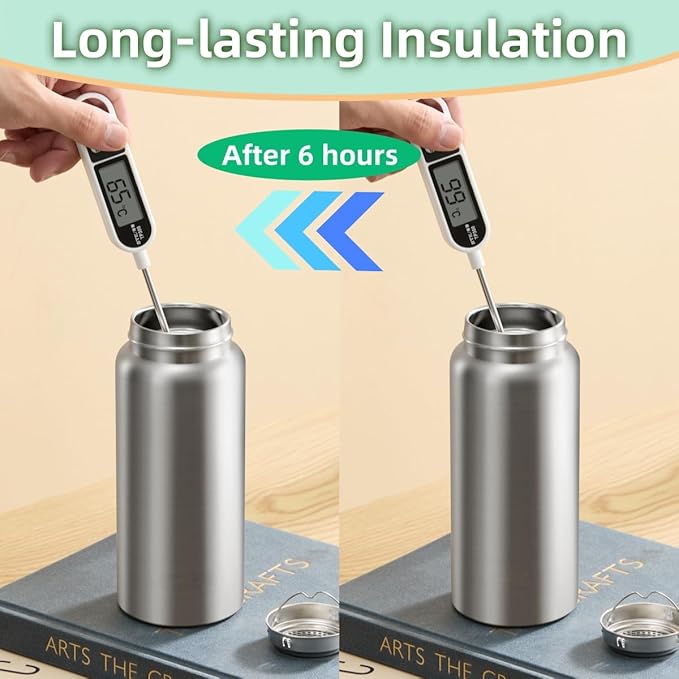 Vacuum Insulated Stainless Steel Water Bottle with Tea Infuser - Wide Mouth,BPA-Free, Leak- Proof,Keeps Cold 24H/ Hot 12H- Ideal for Travel,Office, Gym (17oz)