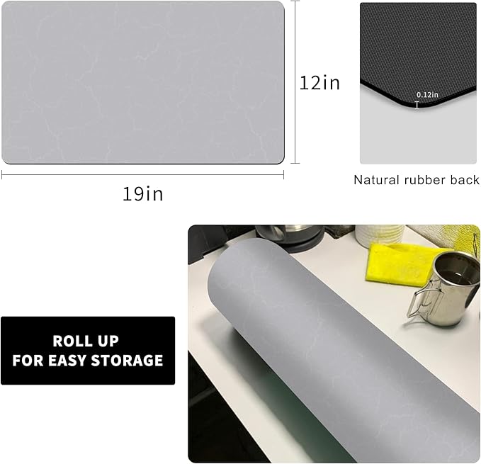 Coffee Maker Mat for Countertops, Coffee Bar Accessories Fit Under Coffee Machine Mat, 19"x12" Rubber Backed Coffee Pots, Table Mat Under Appliance, Dish Drying Mat, Marble Gray for Kitchen Counter