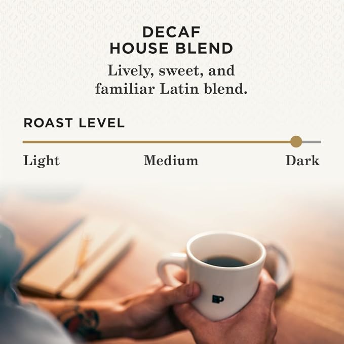 Peet's Coffee, Dark Roast Decaf Keurig K-Cup Pods - Decaf House Blend 88 Count (4 Boxes of 22 K-Cup Pods)