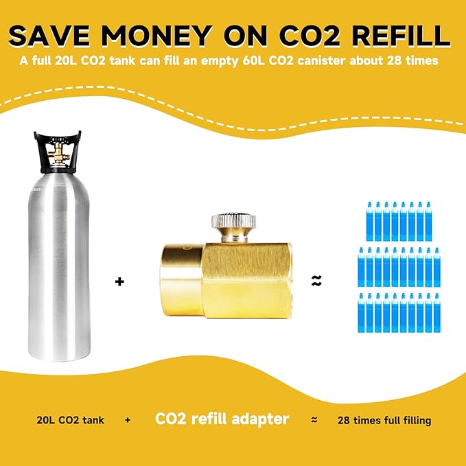 CO2 Cylinder Refill Adapter for CGA320 CO2 Tank to Refill TR21-4 CO2 Canister, CO2 Refill Station Connector Kit Compatible with FIZZI ONE TOUCH JET Soda Maker