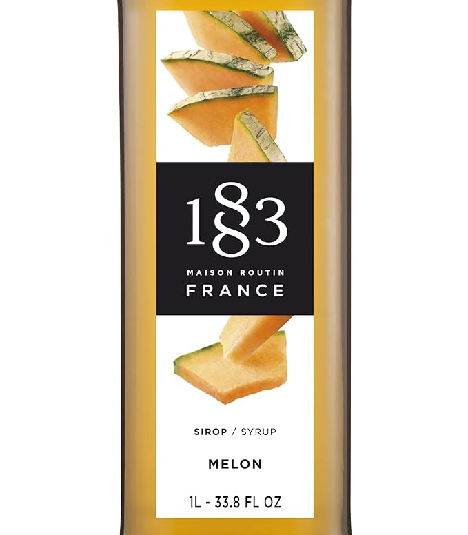 1883 Melon Syrup for Drinks, Made in France, 1 Liter Glass Bottle