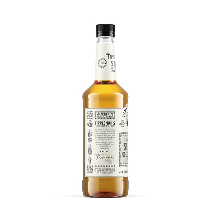 Tippleman's Sugar Free Simple Syrup - Zero-Sugar Allulose Skinny Sweetener - Perfect for Drinks, Cocktails, Coffee, Espresso - Fits Pump - 750ml
