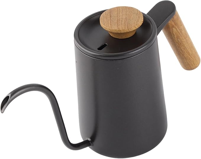 Pour Over Coffee Kettle 600ml - Stainless Steel Handle, Long Narrow Gooseneck Spout Drip Coffee Pot (Black)