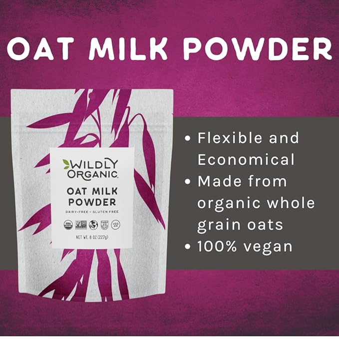 Wildly Organic Oat Milk Powder, 8 Oz Bag - Organic, Dairy-Free, Lactose-Free, Vegan, Gluten-Free, Plant-Bassed, Resealable Package - Excellent for Smoothies, Cereal, & Creamers