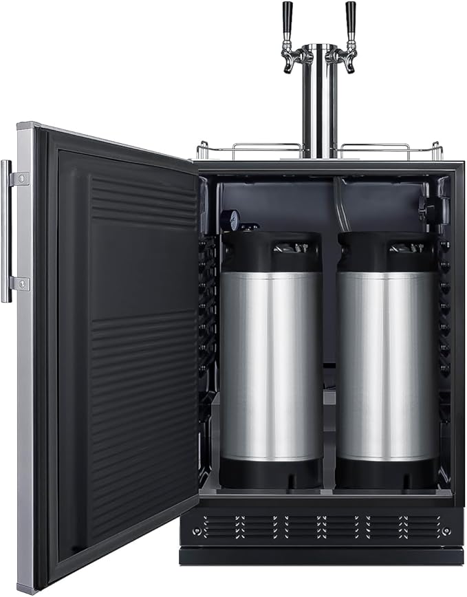 Summit Appliance 24" Wide Cold Brew Coffee Kegerator/Refrigerator Combo, Black Interior, Caster Wheels, Residential/Commercial Use (LHD, Cold Brew Coffee)