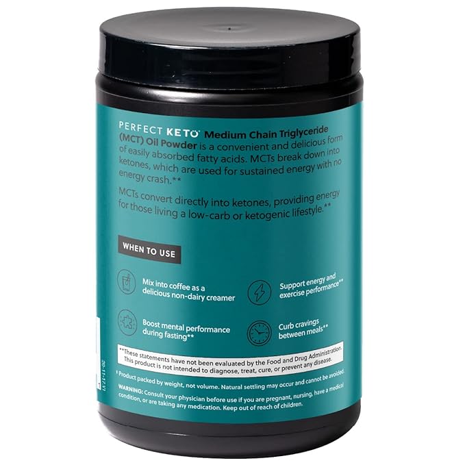 Perfect Keto 7g MCT Oil Powder, Medium Chain Triglycerides Supplement, Non Dairy Coffee Creamer for Keto Diet, Ketogenic MCT Oil Mix for Coffee, Smoothie, Protein Shakes and Tea, Vanilla, 30 Servings