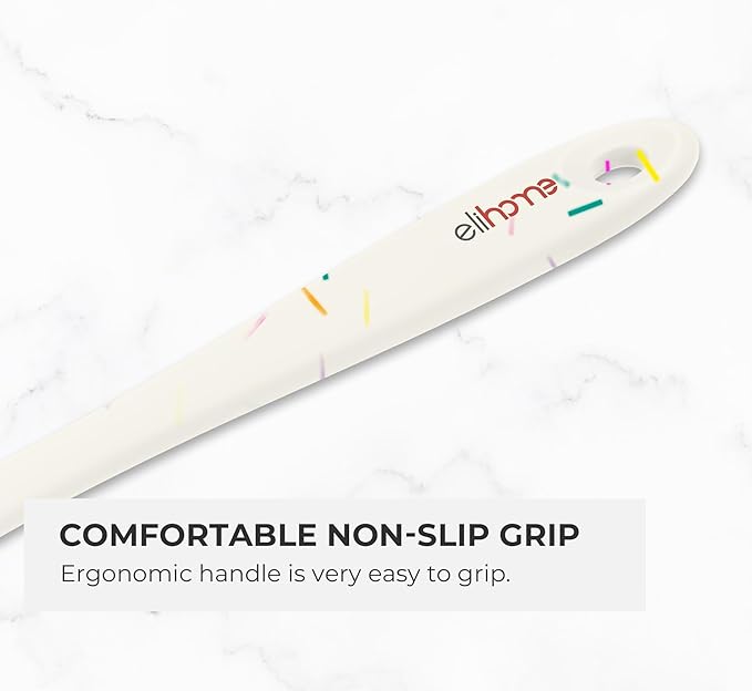 Elihome Mini Silicone Spoonula - Non-Stick Heat Resistant Silicone Scraper Spatula for Mixing, Serving, Scraping, Stirring, and More, 8.75 Inch, Sprinkles