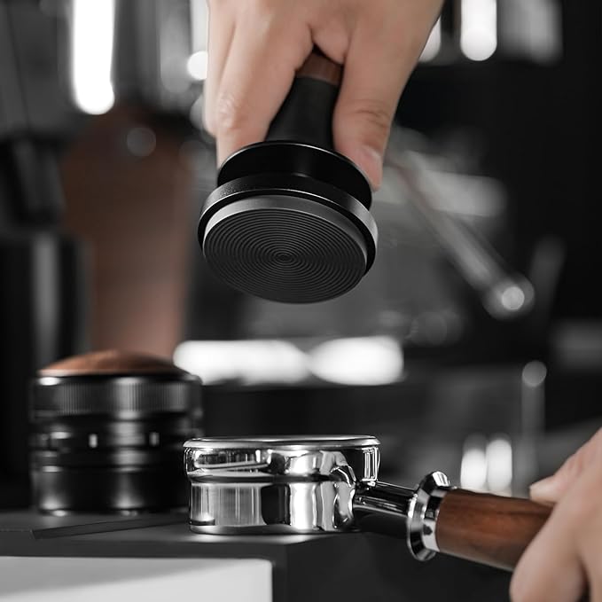 MHW-3BOMBER 51mm Espresso Coffee Tamper with Three Spring Loaded Calibrated Espresso Tamper 30lbs Espresso Hand Tamper with Sound Feedback Titanium Coating Black T6178T-OS