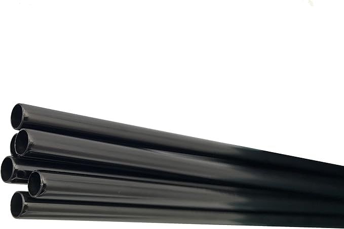 10 Pcs Stainless Steel Straws, Reusable Drinking Straws, Straight Metal Straw Sets with 2 Pcs Cleaning Brushes (8.5 Inch, Black)