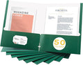 Zzrywuty File Folders with Pockets Letter Size, 50-Pack Paper Folders with Card Slot, Two Pocket Folders for School Students, Businessmen, Home and Office Workers（Dark Green）