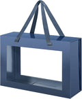 Large Navy Blue Clear Gift Box, 13.5x9x4.1 Inches, Groomsman Proposal Box, Collapsible Gift Box with Magnetic Closure (Glossy Navy Blue, 1 Pack)