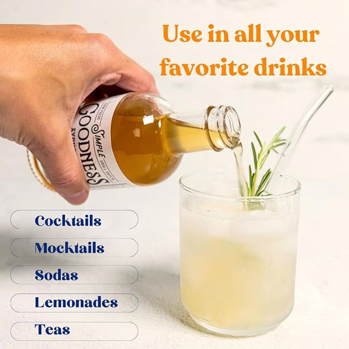 Simple Goodness Sisters Old Fashioned Simple Syrup, Real Vanilla Beans & Organic Cane Sugar, Syrup for Cocktails, Lemonades & More (20 servings)