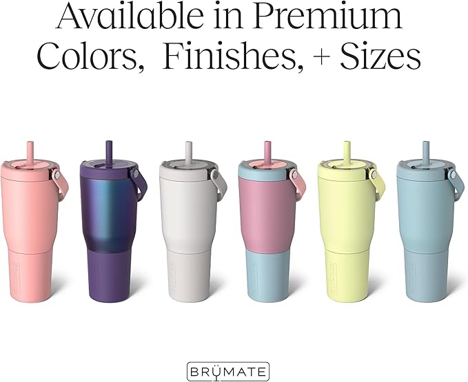 BrüMate Resa 35oz 100% Leakproof Travel Tumbler w/Handle & Straw | Flexible SoftSip Straw | Silicone Sleeve for Durability | Stainless Steel | Cup Holder & Travel Friendly Water Bottle (Blue Agave)