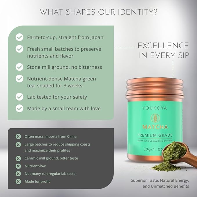 Matcha Powder, Premium Grade Japanese Matcha Tea, Grown in the Volcanic Soil of Kyushu, Farm to Cup Tea from Japan, 1.06oz
