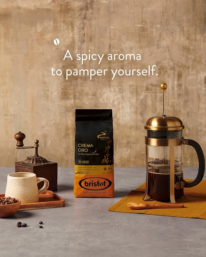 Bristot Crema Oro Italian Espresso Beans | Italian Beans Whole | Medium Roast | 1.1lb/500g