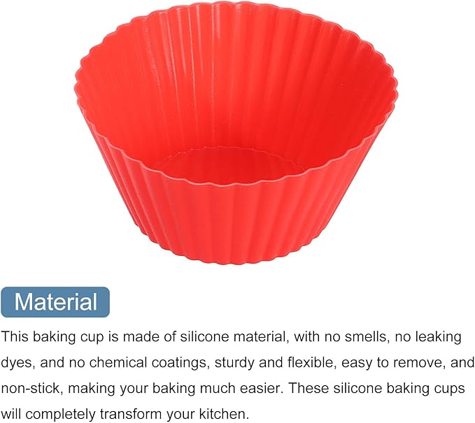 uxcell 18Pcs Silicone Cupcake Liners, Non-Stick Baking Cups, for Cooking Eggs, Baking Muffins and Make a Cake(Red)