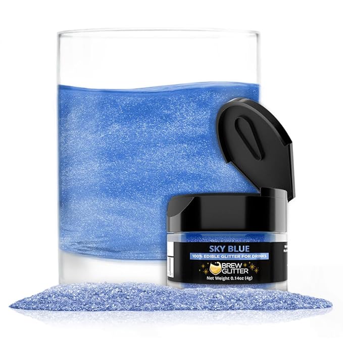 Brew Glitter Sky Blue Edible Drink Glitter 1x 4g Jar for Cocktails, Beer, & Beverages