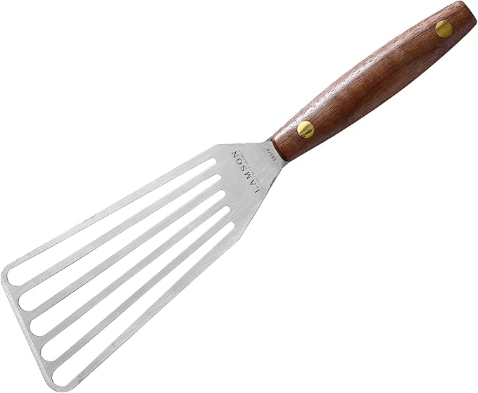 Lamson Vintage 3" x 6" Chef's Slotted Turner, Left-Hand, Walnut Handle