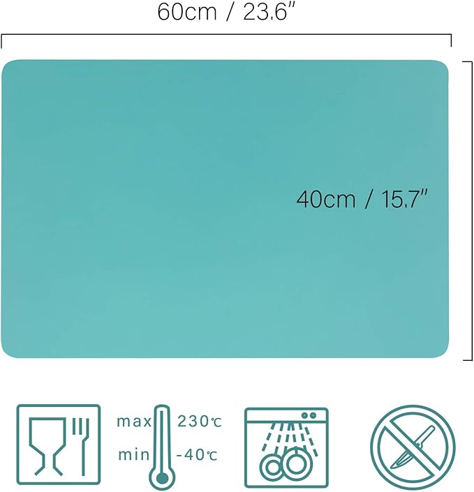 Gartful Extra Large Silicone Mat 23.6 x 15.7 inches, Silicone Crafts Sheet, Casting Molds Mat, Countertop Protector, Placemat Table Mat Desk Saver Pad, Nonstick Nonskid, Black Green