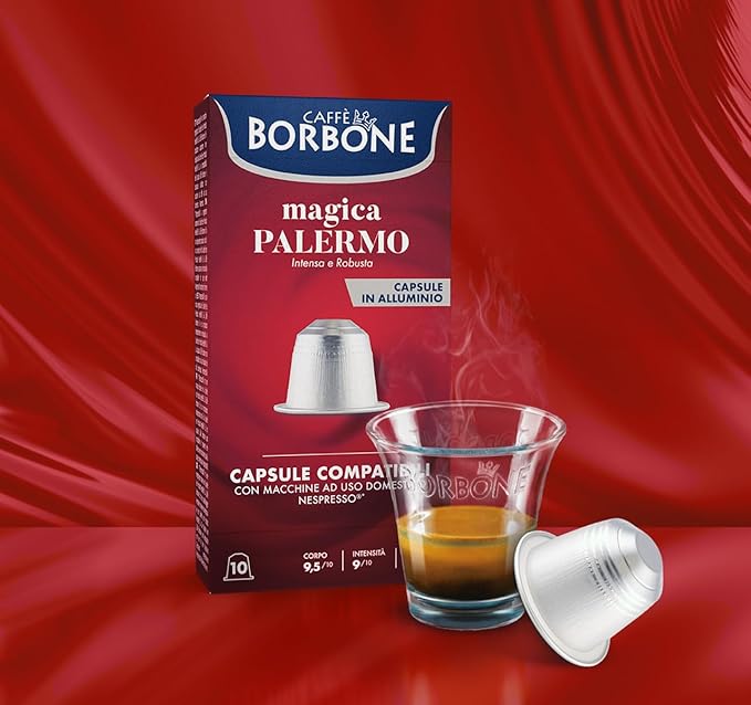 Caffe Borbone Aluminum Coffee Pods Compatible with Nespresso Original Machines, Magica Palermo, Medium Roast, Intense and Full-Bodied, Genuine Italian Coffee - 50 Count