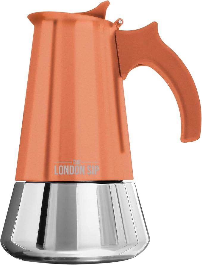 London Sip Stainless Steel Stovetop Espresso Maker Moka Pot Italian Coffee Percolator, Copper, Small (5.07 oz)