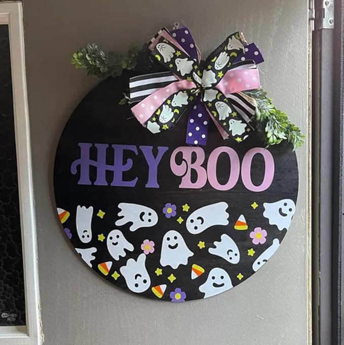 Halloween Stencils for Painting on Wood 12inch Large Halloween Stencil Hey Boo Witches Spider Bats Ghost Draw Templates for Porch Hanger Doormat Fabrics DIY Crafts Decor HW