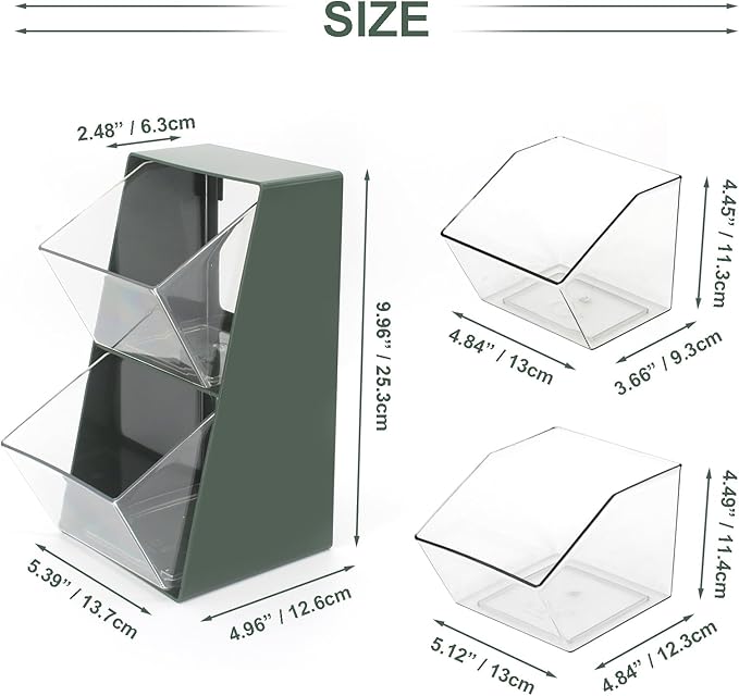 2 Pack Coffee Pod Holder K Cup Storage Coffee Bar Organizer for Home and Office Countertop Organiser Storage Bins for Coffee Station Counter Container for Tea bag Sugar Creamer Filter Green